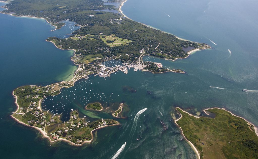 Aerial view of Woods Hole Falmouth MA